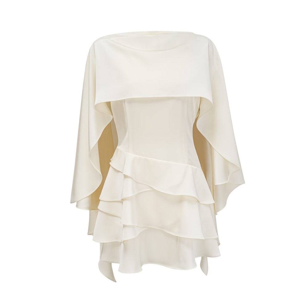 Miss Rosier Lyna Satin Dress with Capelet - Picture 3 of 8